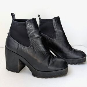 ALDO Chunky Leather Platform Black Chelsea Boots